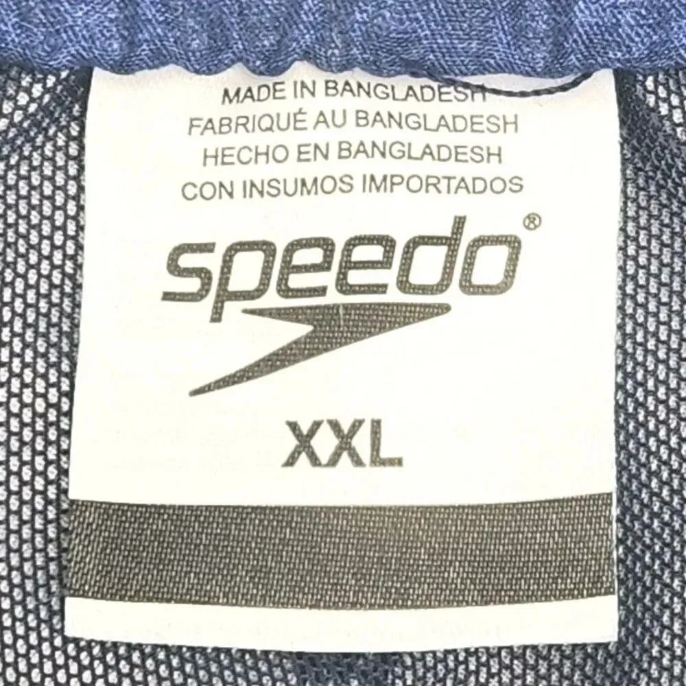 Speedo Swim Shorts Trunks Mesh Lined Men Sz XXL 2XL Blue Gray Cargo Pockets